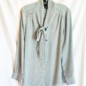 Rachel Zoe Geometric Pattern Blouse w/Tie Collar